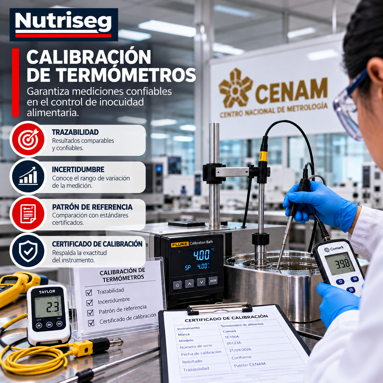 Calibración de termómetros en laboratorio