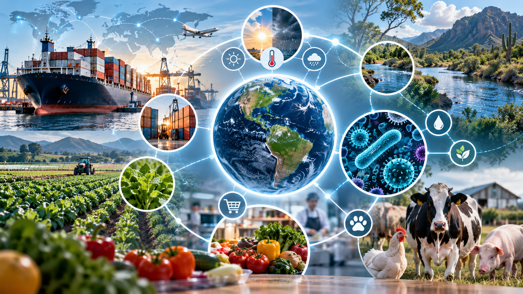 Relación entre comercio internacional, ambiente, clima, alimentos y microorganismos